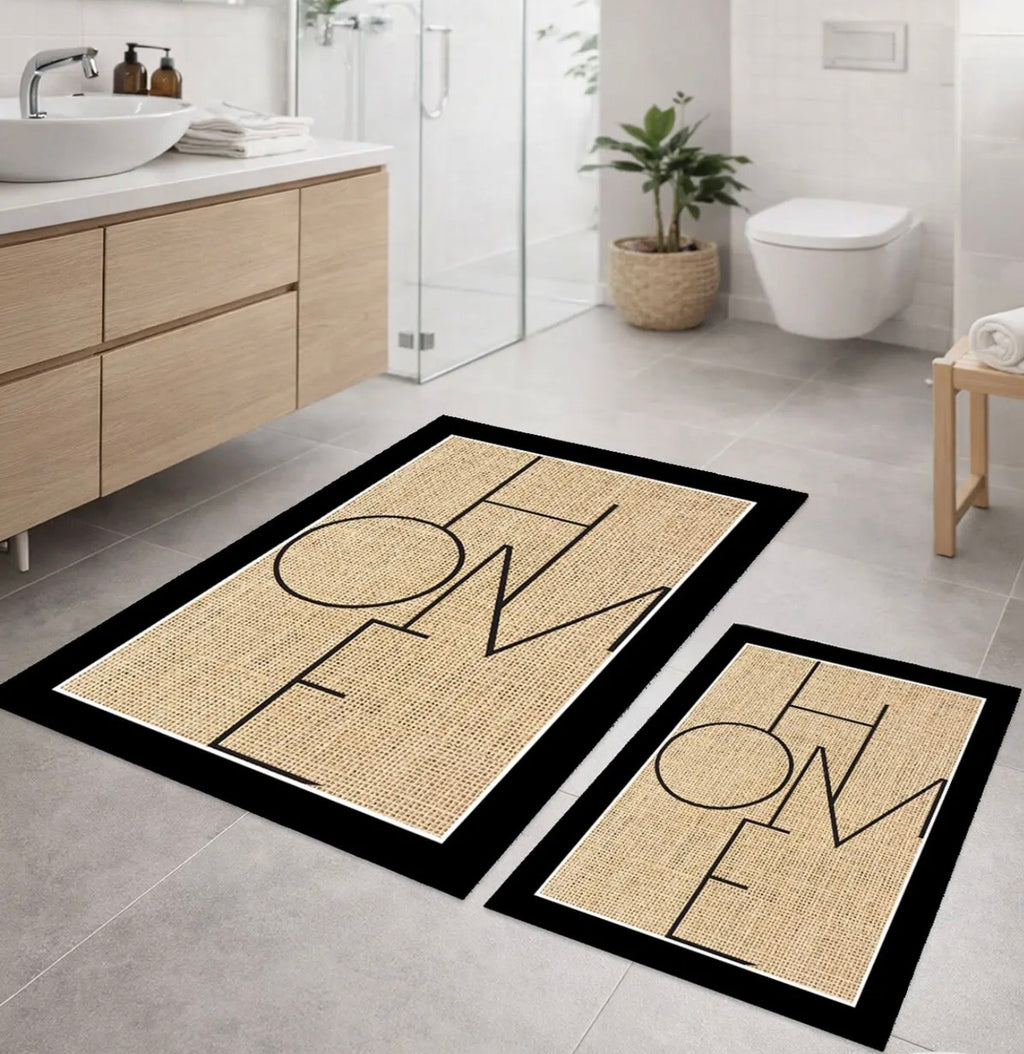 Modern 3-Piece Bathroom Rug Set with Washing Machine Cover – Non-Slip, Machine Washable